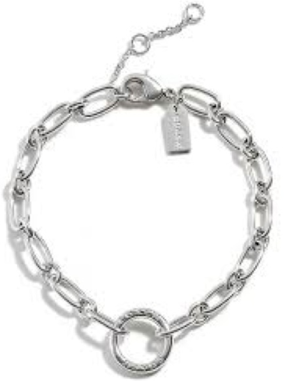 Coach-Silver Link Chain Bracelet with Ring Accent
